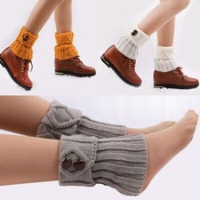Women Woolen Warm Leg Covers Ankle Protection Pile Socks Knitted Sock Sleeves