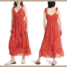 NEW $158 Madewell Prairie Posies Ruffle Strap Faux Wrap Dress [SZ 8 ] #F787