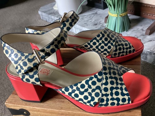 ORLA KIELY NAVY LEATHER BLANCHE SANDALS VERY RARE SIZE 8 - Picture 4 of 6