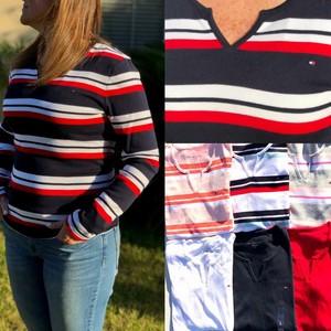 Tommy-Hilfiger-Womens-T-shirt-Long-Sleeve-Crew-V-Neck-Top-Flag-Logo-Tee-New-Nwt