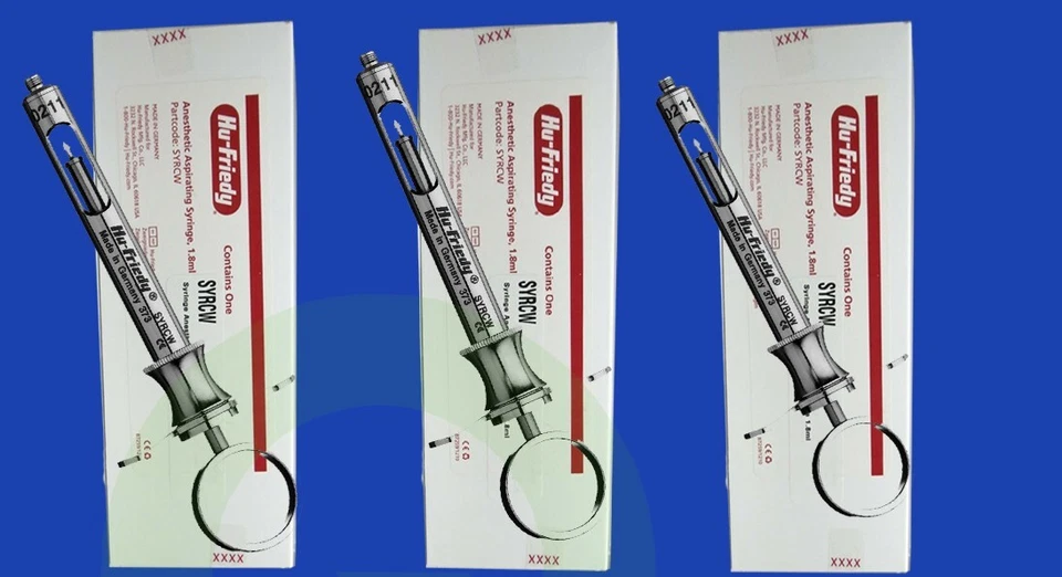 Lote de 6 peças seringa aspiratória anestésica dental estilo Hu-Friedy CW 1,8 ml SYRCW - Imagem 3 de 4