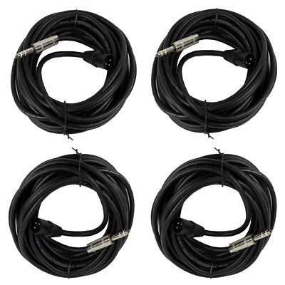 4Pcs 25FT XLR 3-Pin Male Cable to 6.35mm 1/4'' Stereo Mono Shielded Cables Cord