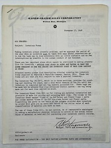 NOV 17 1948 KAISER-FRAZER SALES BULLETIN Reynolds & Reynolds Inventory Forms