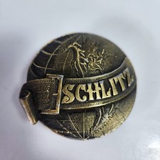 Schlitz Trademark Belt Buckle Vintage 70s Brass Globe D-168 Schlitz Brewing Co.