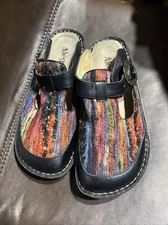 Alegria Fabric & Leather ALG-943 Mules Clogs Sz 38