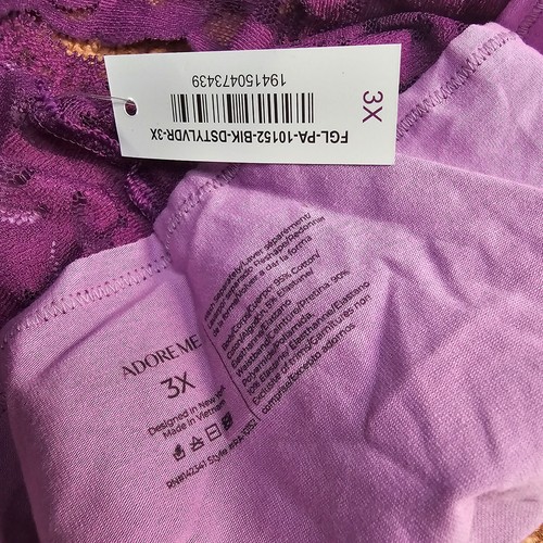 Adore Me Joanie Floral Flower Panties Bikini Panty Purple 3X Plus Panty NEW w1a - Picture 3 of 6