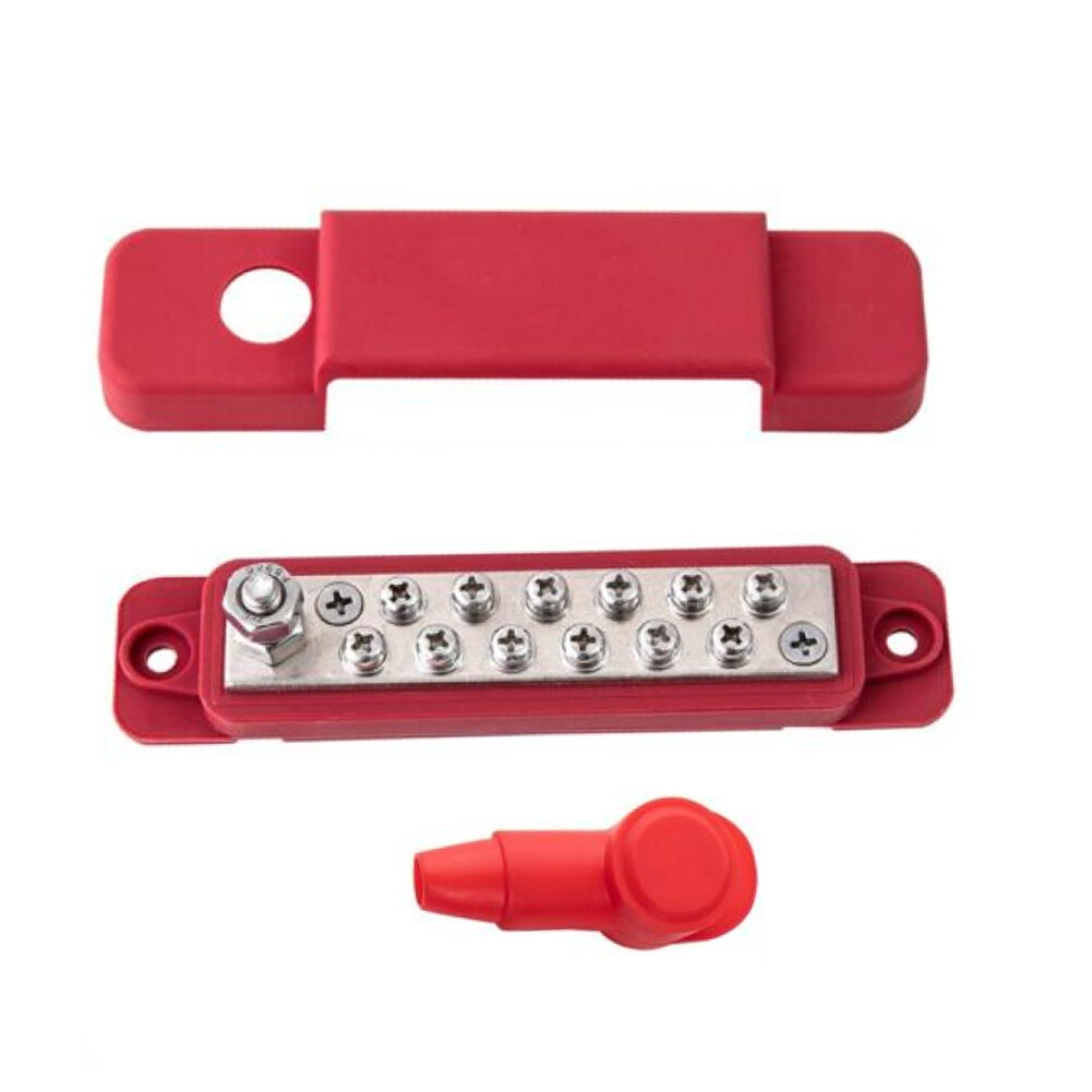 Red & Black) 3/8" 4 Stud Bus BAR Power Distribution Block - Made In The USA - For - Foto 6