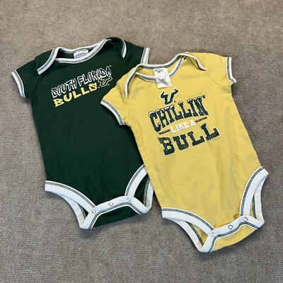 USF South Florida Bulls LOT of 2 Infant One Piece Size 6-9 Month Rivalry Threads