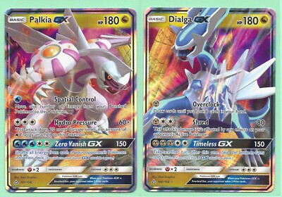 2 POKEMON DIALGA GX 100/156 & PALKIA GX 101/156 ULTRA PRISM-ULTRA