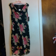 "NWT" Connected Apparel Women's Black Floral Sleeveless Dress Size XL, RN#102295