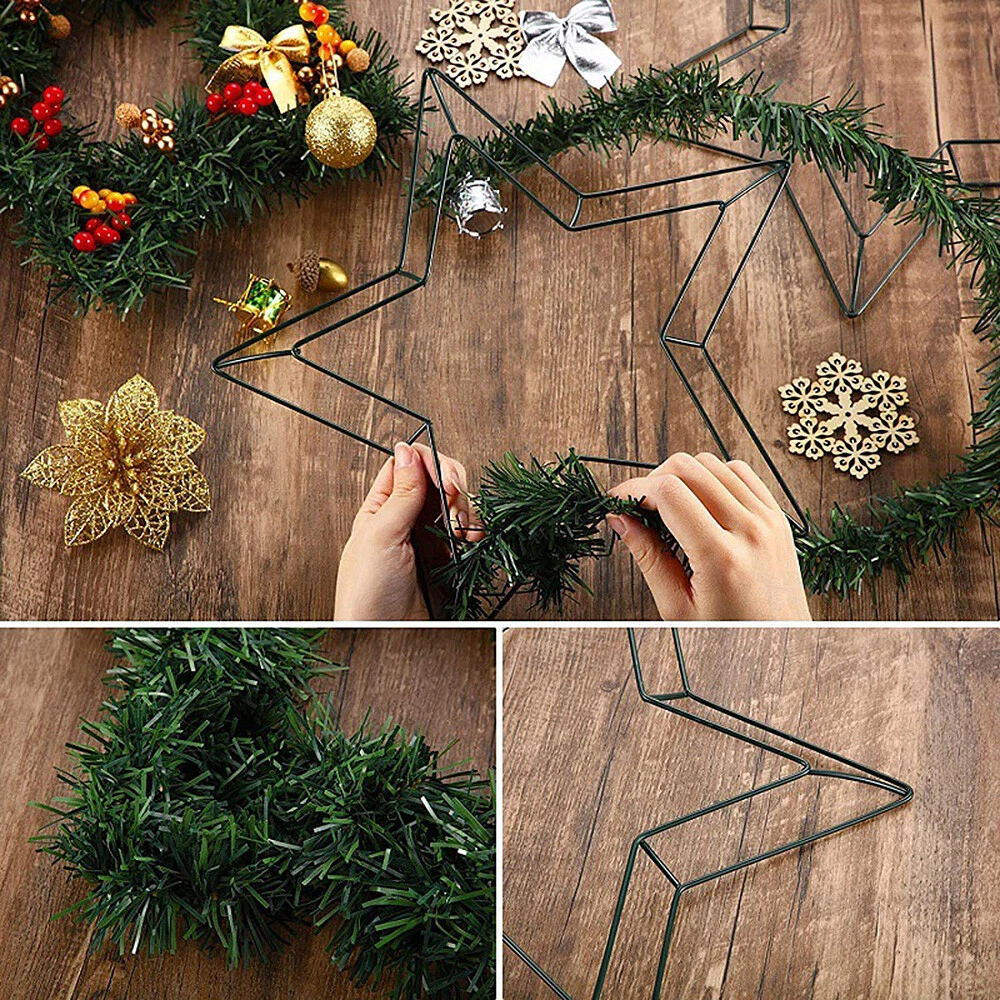 Pentagram Wire Wreath Frame Metal Star-Shaped Garland Ring DIY Holiday  Wedding