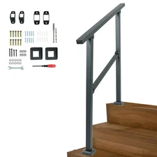 for Outdoor Steps 3 Steps Handrails Deck Stair Railing Indoor Black Hand Rails