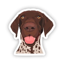 Brown GSP German Shorthaired Pointer Dog Sticker Water Bottle, Dishwasher Safe