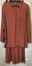 Vintage Carol Anderson Viscose Boho Red Print Blouse Pants Set Made in USA Sz S.