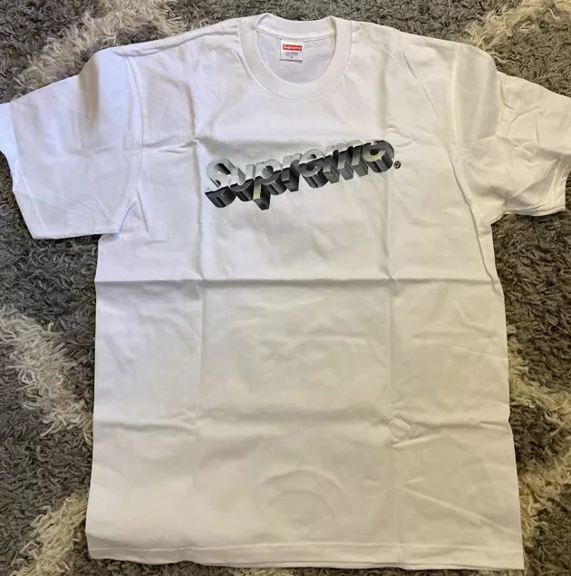 Supreme Chrome Logo T-shirt WHITE Size M - SS2020 - NEW