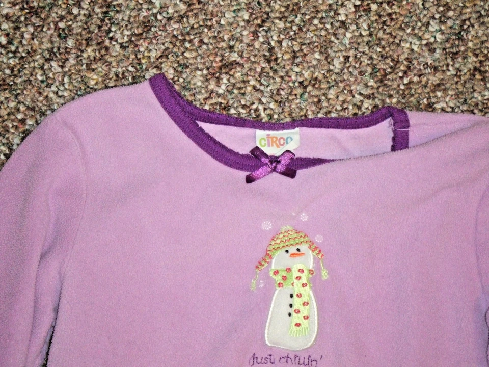 CIRCO BRAND GIRLS PAJAMAS  SIZE S "JUST CHILLIN" SNOWMAN DESIGNS LAVENDER PURPLE - Image 4 of 4