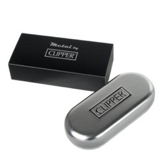 Original Genuine Clipper Metal Silver Lighter Refillable With Case, Tin Gift Box