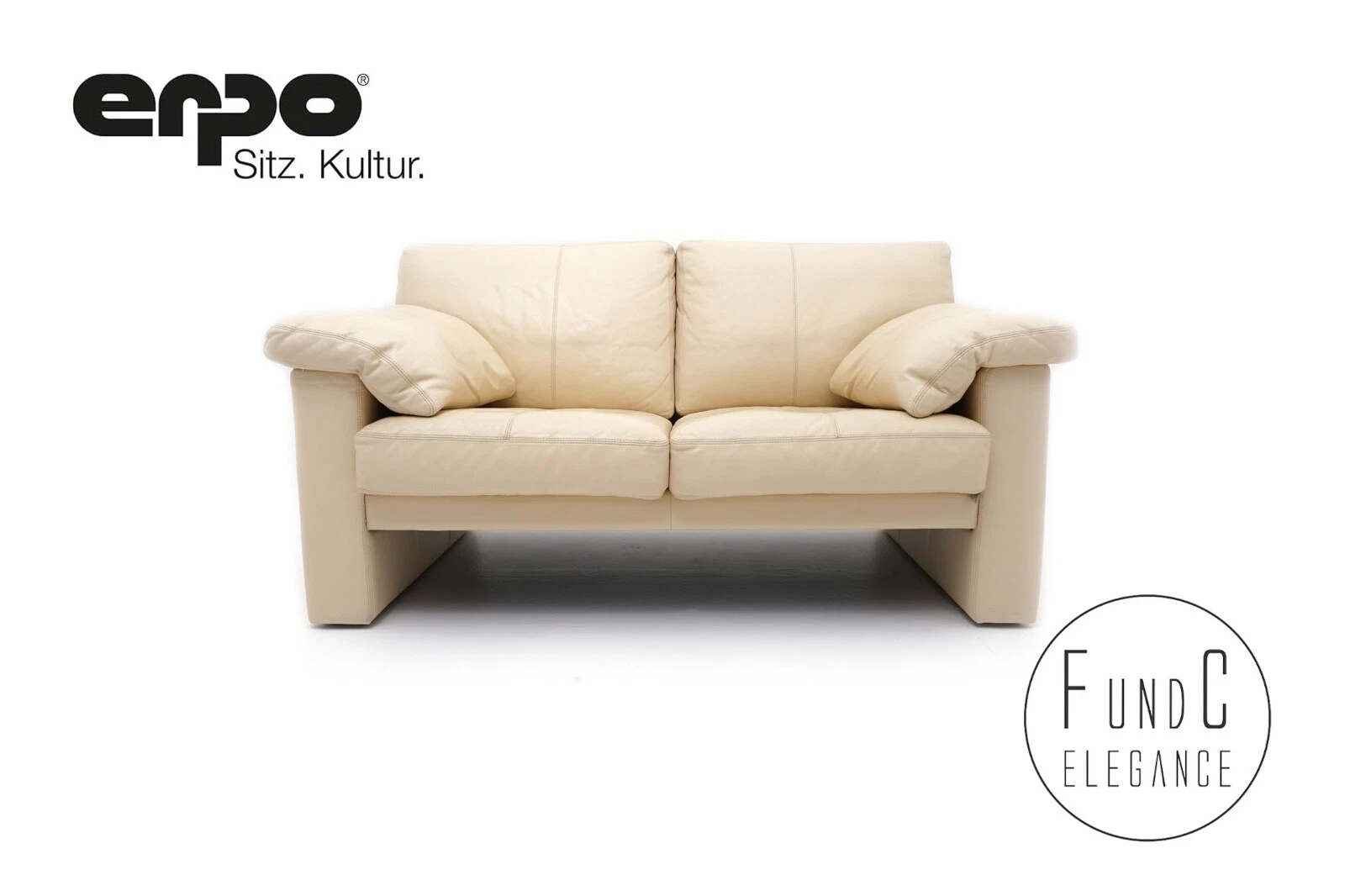 Erpo CL 300 Couch Sofa 2 Seater Leather Beige Cream Classic