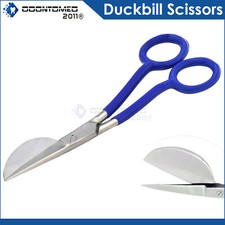 6'' Applique Duckbill Scissors Blade with Offset Handle Paddle BLUE PVC Handle