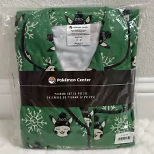 Pokemon Center Womens Size S Green Pikachu Snowflake Pajama 2 Piece Set NWT