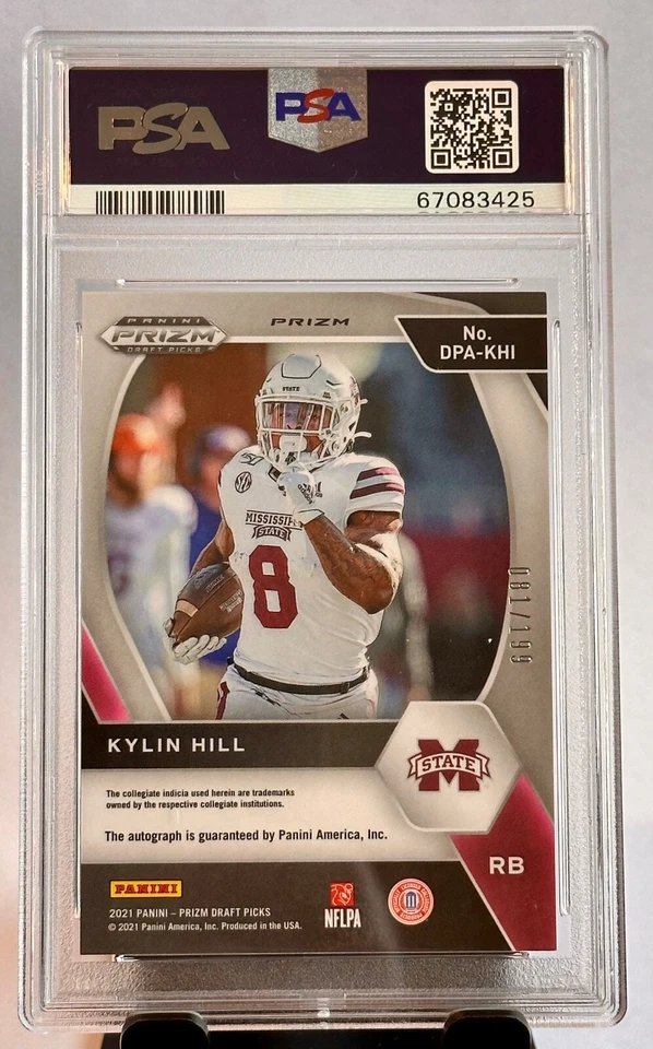 2021 Prizm Draft Picks Kylin Hill Red Prizm RC AUTO /199 ⭐️ PSA 9, POP 1 - Image 2 of 2