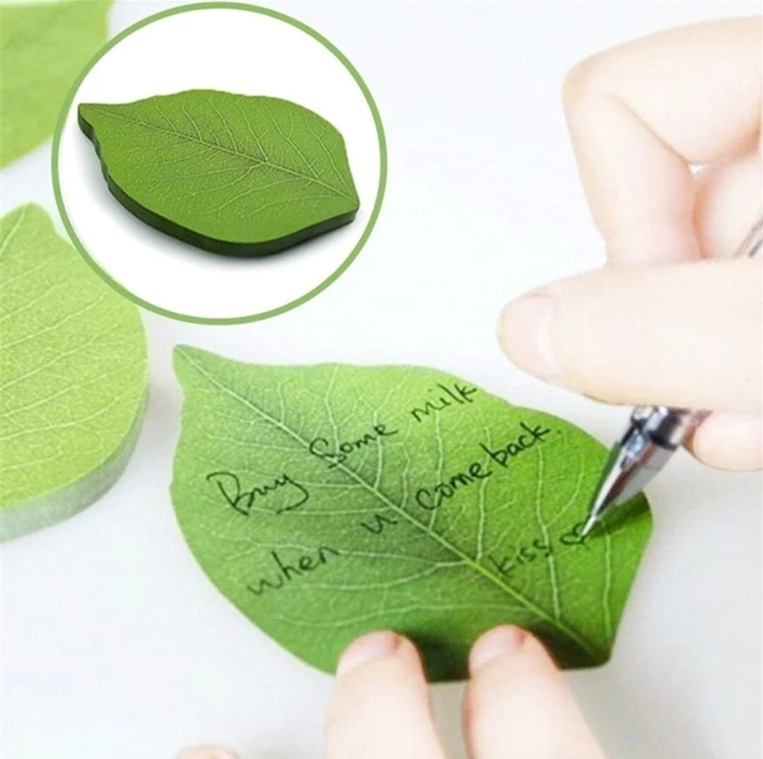 Leaf-shaped sticky notes - 50-count pack for creative reminders-image