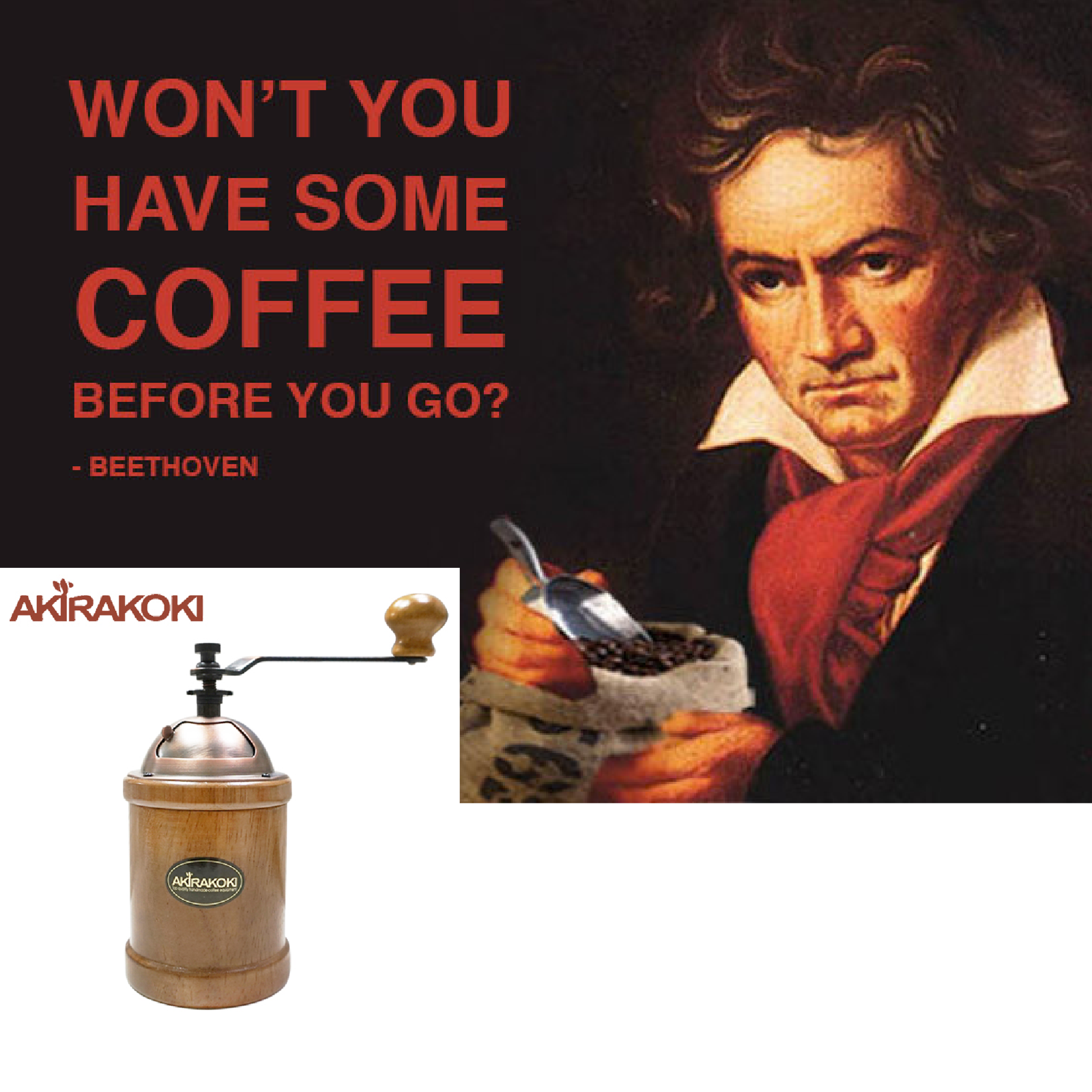 AKIRAKOKI Genuine Manual Coffee Bean Grinder Cast Iron Burr Brown