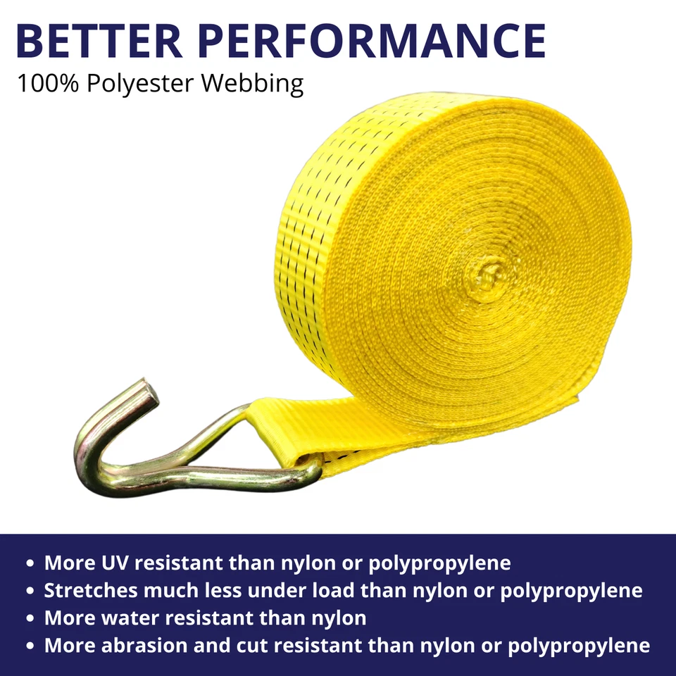 Paquete de 4 ganchos de correa de trinquete de alta resistencia de 2" x 27' 5000 libras en J Foto 4 de 4