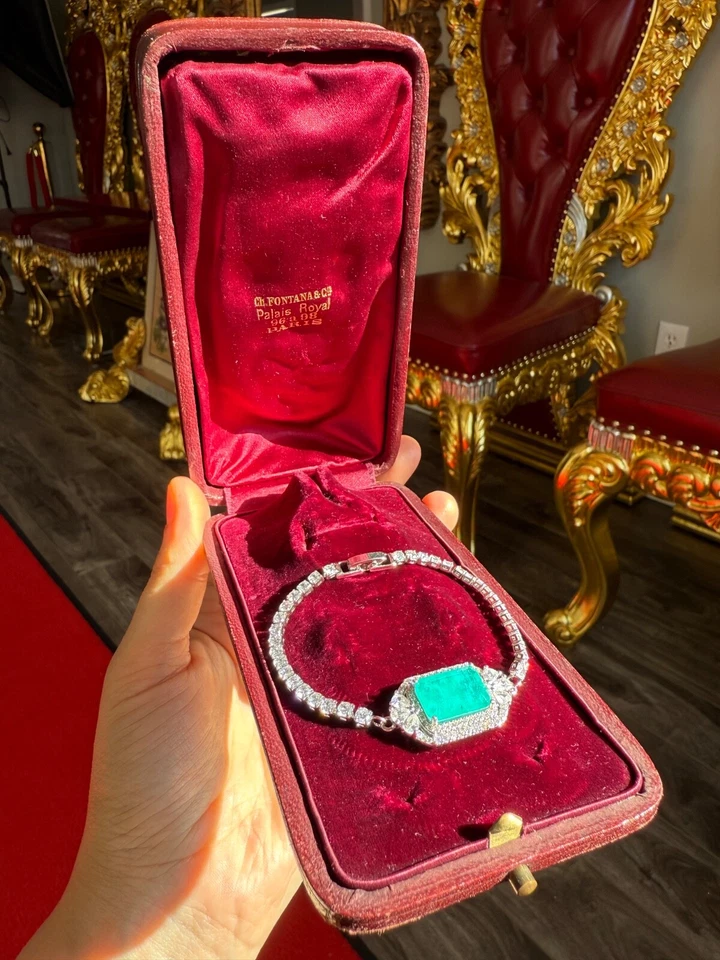 Brazalete Brazalete Brillante Exótico Azul Esmeralda, Impresionante Pieza Hipnotizante Foto 2 de 4