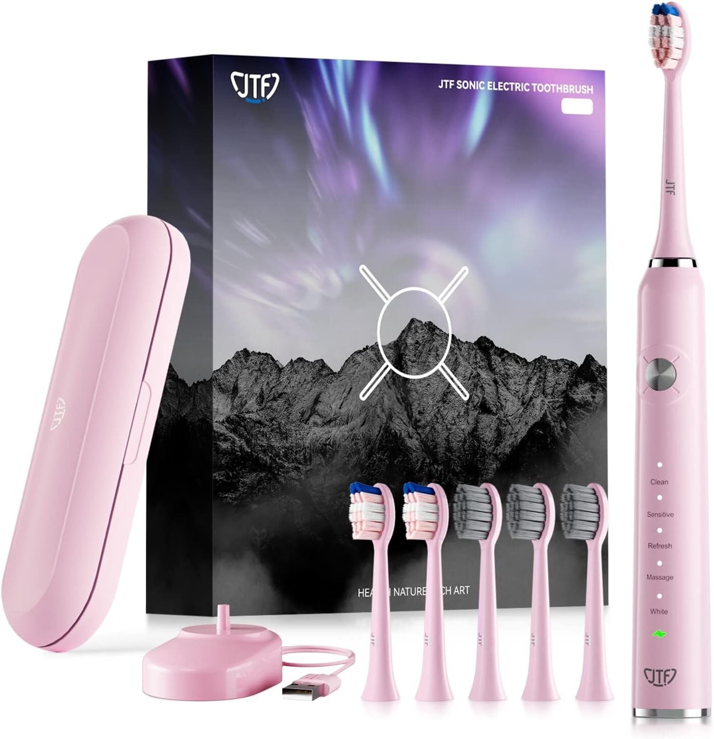 Spazzolino Sonico JTF Rosa | Sbiancamento Naturale e Design Chic