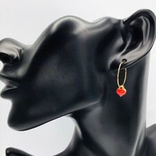 Heart Earrings Dainty Hoop Red Charm Gold Plated Love Valentines Day Boho Gift
