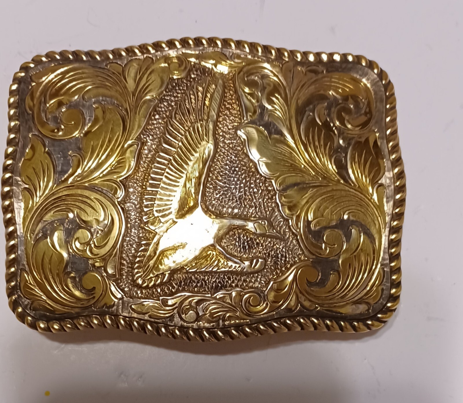 San Carlos Vintage 22K Gold On Sterling Silver Santa Ana Duck Belt Buckle 1-1/2