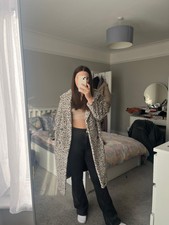 Helene Berman Double Breasted Faux Fur Coat In White Leopard Uk 8