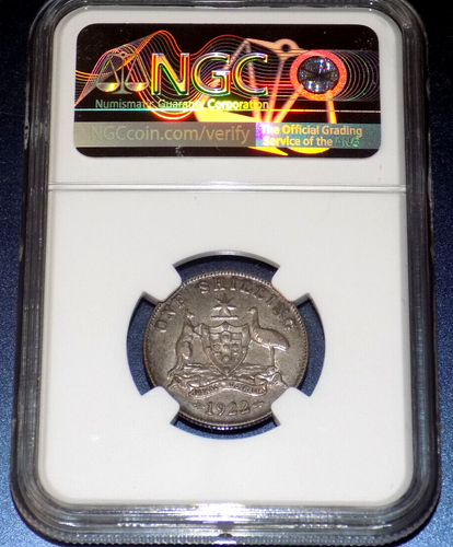 1922 AUSTRALIA Shilling NGC AU50 SILVER 1S Australian Certified About Unc Coin - Picture 3 of 4