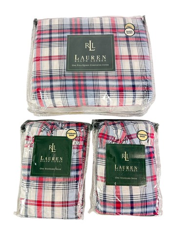 Vintage RALPH LAUREN Cape May Madras Plaid Duvet Comforter Cover Full/Queen Sham