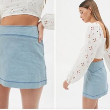 Urban outfitters blue mini skirt floral size L
