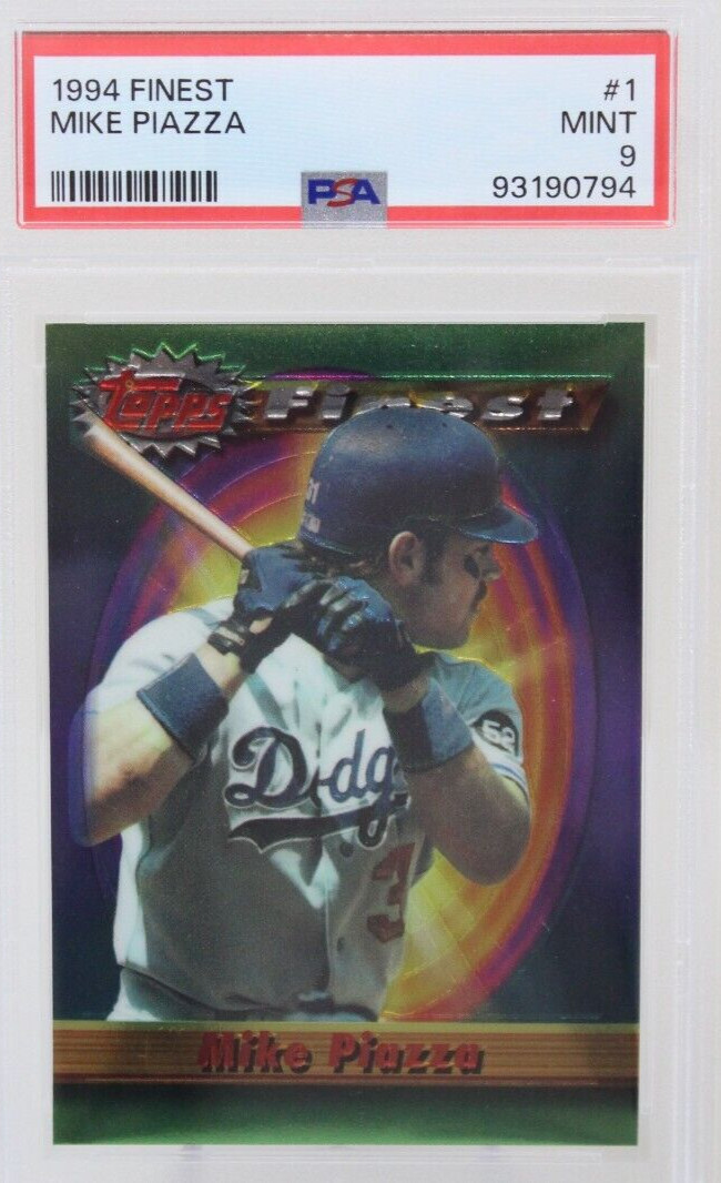 1994 FINEST #1 MIKE PIAZZA DODGERS HOF PSA 9 VINTAGE GRADED BASEBALL CARD