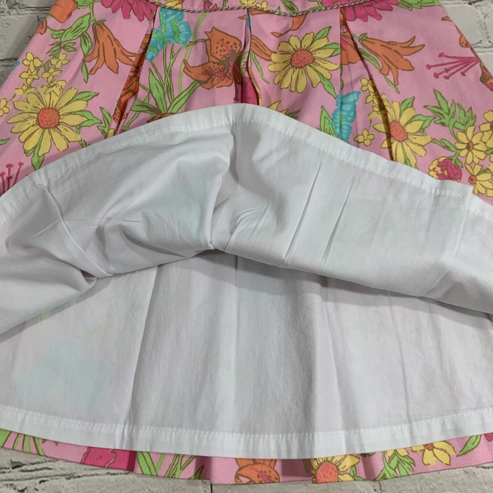 Girls Floral Pleated Skirt Size 8 Pink Lined Hidden Zipper Hartstrings - Image 4 of 4