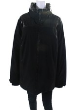 Marina Sport Womens Insulated Zip Up Mock Neck Coat Jacket Black Size Xxl