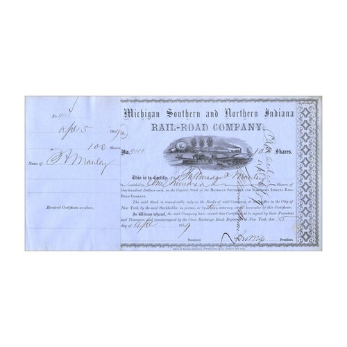 Michigan Southern & Northern Indiana Railroad Stock // variiert // blau // 1850er - Bild 1 von 2