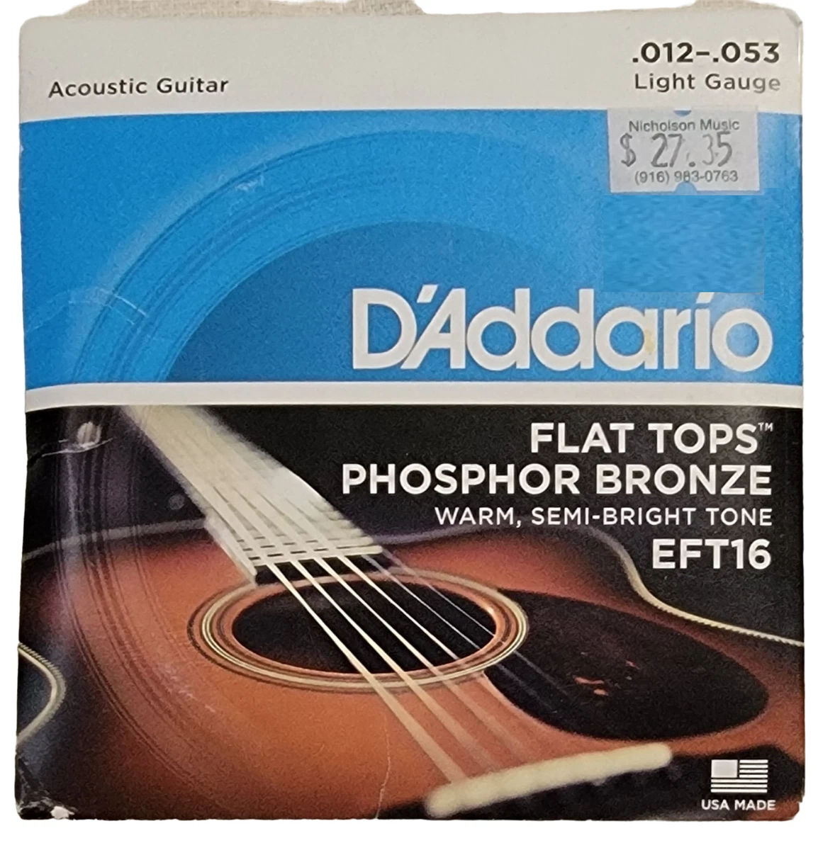 D Addario EFT16 Flat Top Phosphor Bronze acoustic guitar strings