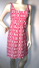 Jude Connally  Mary Pat Print Scoop neck Empire Sun Dress Sz XS  hot red white