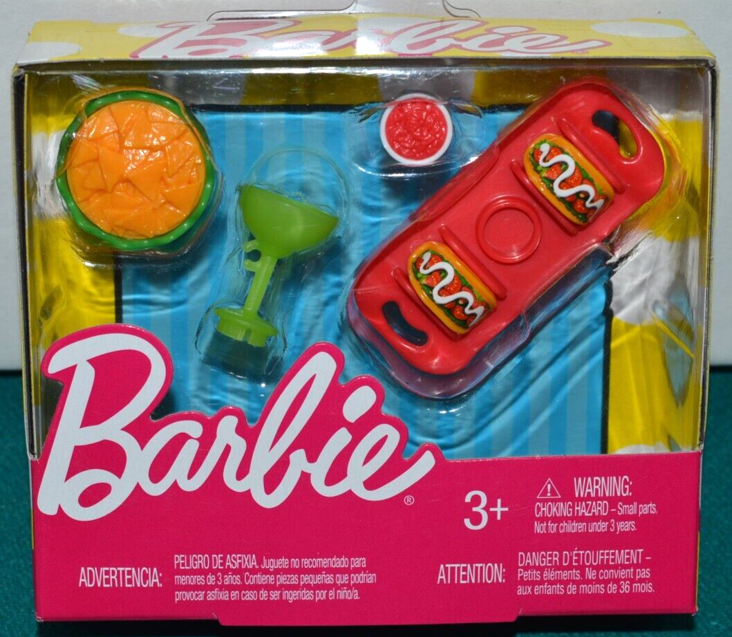 NEW 2017 BARBIE ACCESSORIES TACOS SERVING TRAY, SALSA, TORTILLA