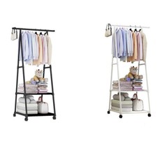 Stand Appendiabiti in metallo per abiti con ruote 2 ripiani espositore rack