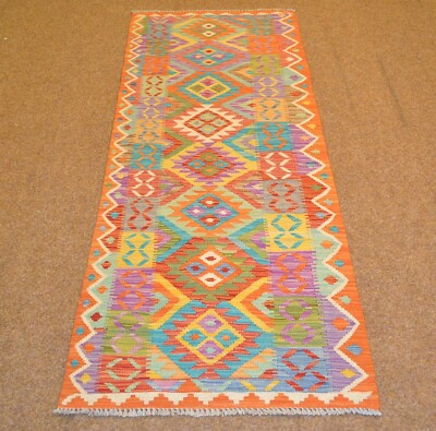 Handgewebter Orient Kelim Afghan Nr.613  210x83cm aus 100% Wolle