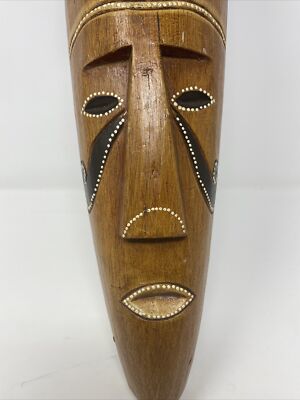 African Wooden Face Mask Large Hand-carved Tribal Wall Hanging