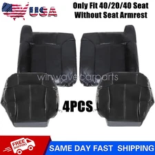 Driver & Passenger Bottom &Top Leather Seat Cover Dark Gray For 99-02 GMC Sierra