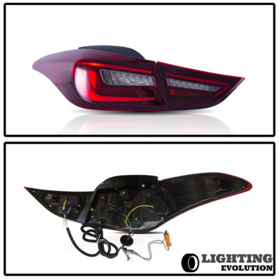 FULL LED Tail Lights For 2011-2016 Hyundai Elantra Outer＆Inner A Pair Red Lens