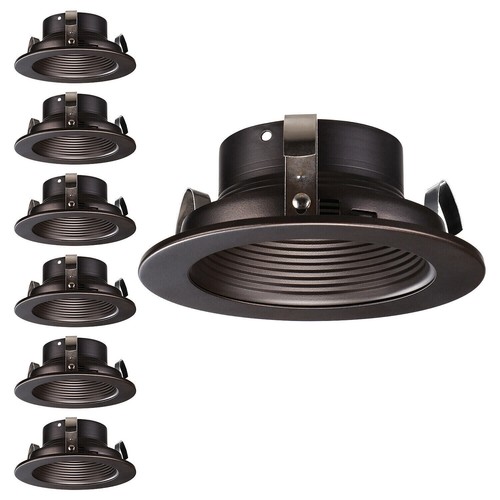 4 inch Oil Rubbed Bronze Metal Step Baffle Trim, Recessed Can Light Trim, 6 PCS - Picture 1 of 7