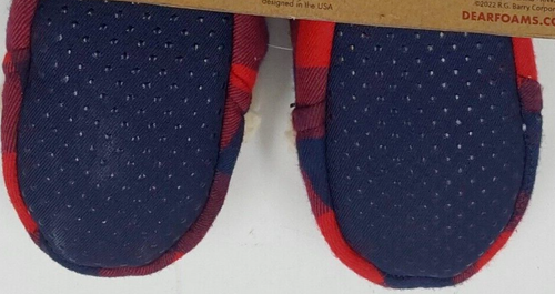 DearFoam's Cozy Comfort Baby Bear Plaid Closed Back Slippers Navy Plaid Size 3/4 - Picture 5 of 5